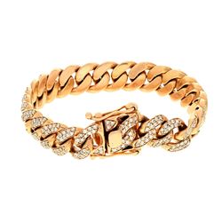 BRACELET: [1] 10KRG Cuban link bracelet, hidden clasp, 8 inch, 11.8mm width, 484 rbc diamonds,     7