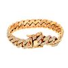 Image 1 : BRACELET: [1] 10KRG Cuban link bracelet, hidden clasp, 8 inch, 11.8mm width, 484 rbc diamonds,     7