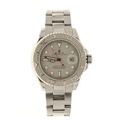 ROLEX: St.steel with platinum Rolex Yachtmaster watch, 40mm case, grey dial with luminous markers, b