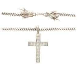 NECKLACE: [1] 18kw tested necklace, 24 inches long; (56) prn diamonds, 2.5mm =est. 5.00cttw, Good/G-