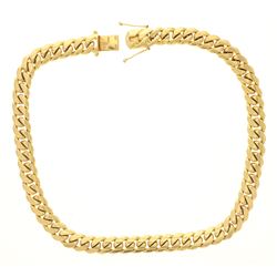 CHAIN: [1] 18ky stamped Cuban link chain; 24 inches long, 16.15mm wide, box clasp w/ 2 safety clasps