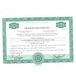 COLLECTIBLE CERTIFICATE: 1,067,237 shares of Tradescape.com Inc stock in the name of Madoff Technolo