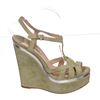 Image 6 : Miu Miu Pistacchio Suede Camoscio Lame Wedges Heels Shoes 39