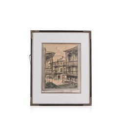 Original Jacques Van Aalten (1907-1997) Mixed Media "New Orleans" sketch