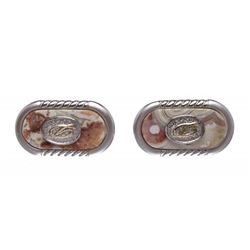 S.T. Dupont Silver Palladium Oval Cufflinks