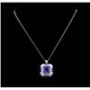 Image 1 : GIA Cert 16.70 ctw Tanzanite, Sapphire and Diamond Pendant With Chain - 14KT Whi