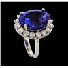 Image 4 : 10.35 ctw Tanzanite and Diamond Ring - 14KT White Gold