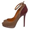 Image 6 : Fendi Taupe Leather Lizard Peep Toe Platform Heels Shoes 39