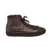 Image 2 : Burberry Black Leather Lace Front Studded High Top Sneakers 35