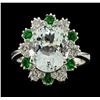 Image 2 : 4.40 ctw Aquamarine, Tsavorite and Diamond Ring - 14KT White Gold