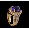 Image 4 : 3.44 ctw Tanzanite and Diamond Ring - 14KT Rose Gold