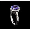 Image 4 : 2.23 ctw Tanzanite and Diamond Ring - 14KT White Gold
