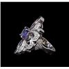 Image 3 : 1.42 ctw Tanzanite, Sapphire and Diamond Ring - 14KT White Gold
