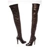 Image 1 : Chanel Black Leather Thigh-High Pearl Heel Boots Heels 38.5