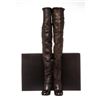 Image 2 : Chanel Black Leather Thigh-High Pearl Heel Boots Heels 38.5