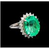 Image 1 : GIA Cert 13.76 ctw Emerald and Diamond Ring - 14KT White Gold