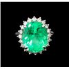 Image 2 : GIA Cert 13.76 ctw Emerald and Diamond Ring - 14KT White Gold
