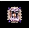 Image 2 : 25.85 ctw Kunzite, Tanzanite and Diamond Ring - 14KT Rose Gold