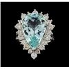 Image 2 : 9.17 ctw Aquamarine and Diamond Ring - 14KT White Gold