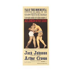 Jack Johnson vs Arthur Cravan Lithograph Vintage Boxing Poster Hand Pulled