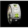 Image 4 : Crayola 0.90 ctw Peridot and White Sapphire Ring - .925 Silver