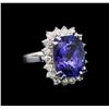 Image 1 : 14KT White Gold 8.25 ctw Tanzanite and Diamond Ring