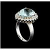 Image 4 : 5.65 ctw Aquamarine and Diamond Ring - 14KT White Gold