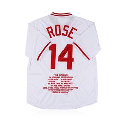 Cincinnati Reds Pete Rose Autographed Jersey With Stats