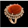 Image 4 : 9.68 ctw Coral and Diamond Ring - 14KT Rose Gold