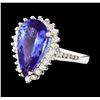 Image 1 : 3.65 ctw Tanzanite and Diamond Ring - 14KT White Gold