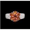 Image 2 : 2.46 ctw Orange Sapphires and Diamond Ring - `14KT White Gold