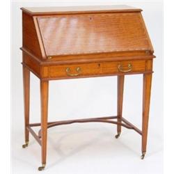 Late Victorian satinwood and inlaid bureau…