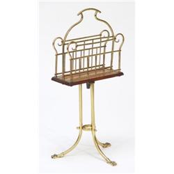Victorian brass and oak magazine rack…