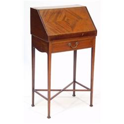 Unusual Edwardian inlaid mahogany bureau d…