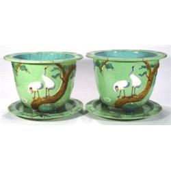 Pair of Minton Majolica three footed jardi…