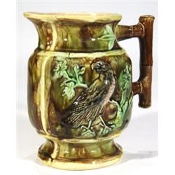 Victorian Majolica jug with simulated bamb…