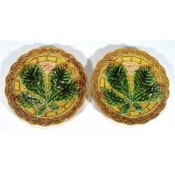 Pair of Continental Majolica basketweave p…
