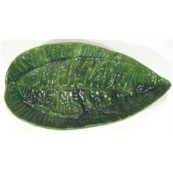 Majolica leaf shaped platter with branch p…
