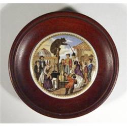 Mahogany framed Victorian Prattware pot li…