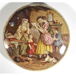 Victorian Prattware pot lid 'A Letter From…