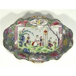 Victorian ironstone oval dish, hand colour…