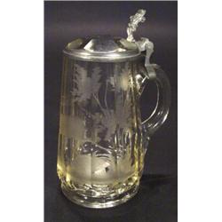 Continental cut glass beer stein engraved …