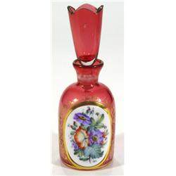 White overlay Cranberry glass scent bottle…