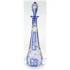 Image 1 : Blue flashed overlay cut glass decanter an…