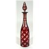 Image 1 : Red Bohemian overlay glass decanter, 38cm …