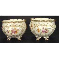 Pair of Dresden porcelain planters, hand p…