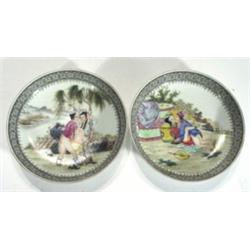Two Chinese porcelain plates, hand enamell…