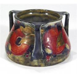 Squat Moorcroft vase with three angular ha…