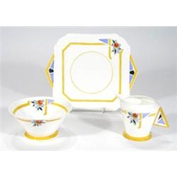 Shelley Art Deco sandwich plate, sugar bow…