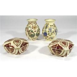 Pair of Zsolnay trinket boxes and two vase…